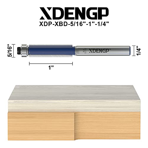 Image of Flush Trim Router Bits 1 /4 Inch Shank, 5 /16 Inch Cutting Diameter, 1 Inch Cutting Height, Bottom Bearing Flush Straight Cut Trim Router Bit for Woodworking