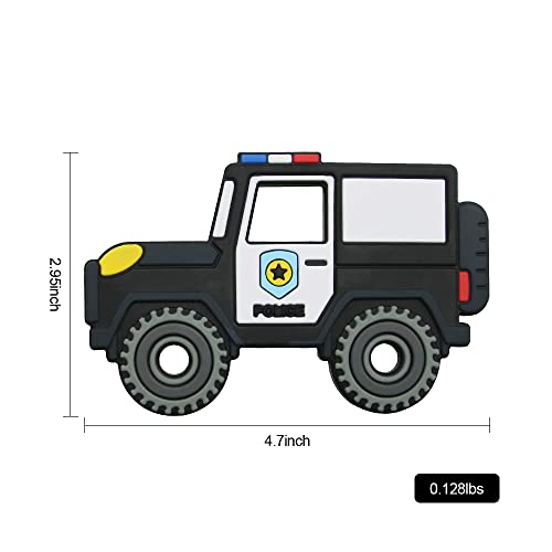 Image of Car Series Baby Teething Toys,Food Grade Silicone Chew Teether for 3 Months+ Infant Boy and Girl,Toddler Sensory Chewing Teether,BPA Free. (Police Car, Black)