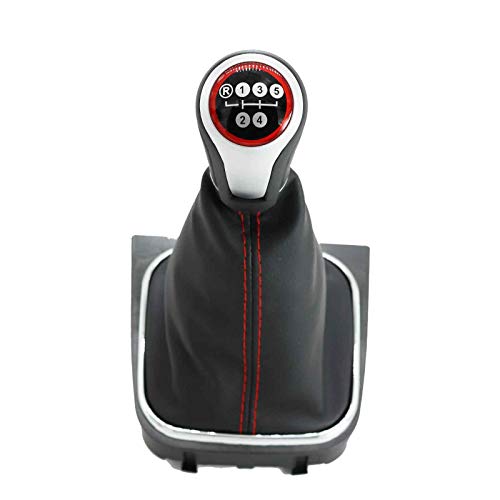 kangbeier 5 Speed Car Gear Stick Level Shift Knob with Leather Boot for VW Jetta 5 A5 MK5 GLI 2006 2007 2008 2009 2010 2011 Car-Stying