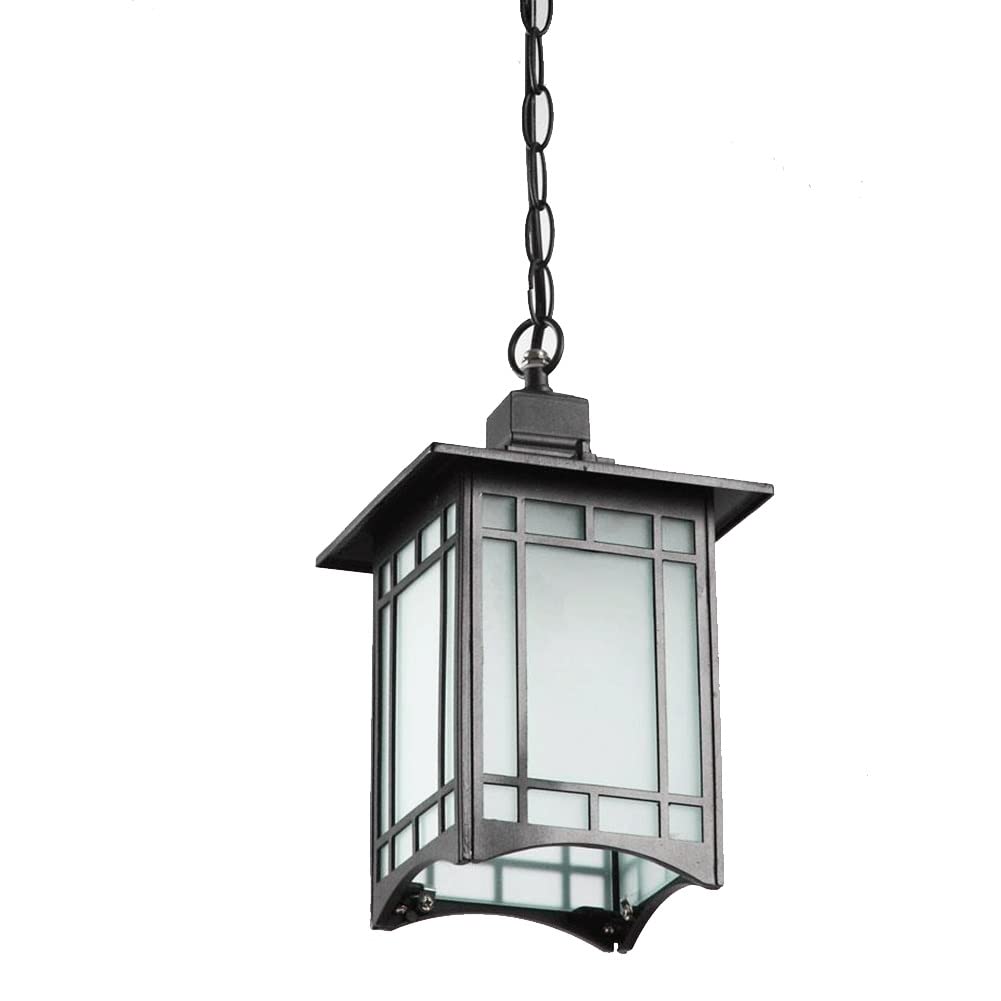 KXEcoLife Chandelier Industrial Metal Waterproof Glass Cover External Pendant Light Outdoor Ceiling Hanging Lamp Adjustable Suspended High Villa Courtyard Gazebo Corridor Pavilion Lighting (