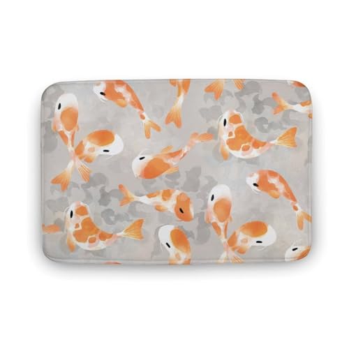 玄関マット室内 和風 鯉 色鯉 魚 泥落としマット 滑り止め 50x80cm 大判 カーペット 耐摩耗性 吸水 ドアマット バスマット ふわふわ 柔らか 洗える 抗菌防臭 足拭きマット 廊下 洗面所 掃除 ラグマット オールシーズン適用 水洗い お手入れ簡