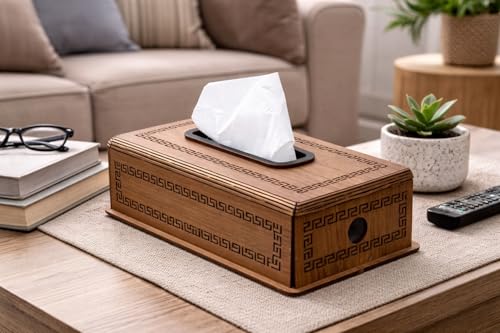 Image of Radio Wooden Tissue Box - Retro Tissue Holder for Home, Office & Car | Creative Wooden Napkin Dispenser | Decorative Tissue Case for Living Room & Bedroom (Brown Car Tissue Holder)