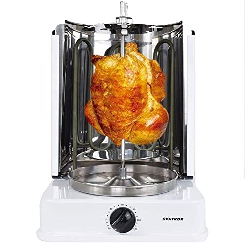 Syntrox Germany Dönergrill Hähnchengrill Rotissiere Gyros Kebab mit drehbaren Außenspießen inkl. 6 Schaschlikspieße ROQ… – Bild 3