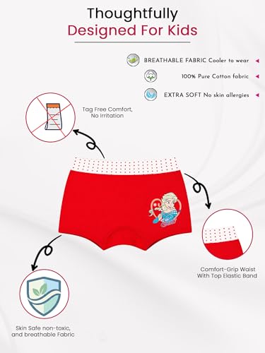 Image of BODYCARE Printed Girls Boyshorts Pack of 4 | 100% Cotton Ultra Soft Breathable Innerwear with Lycra Band, Skin Friendly, Tagless Comfort | Ideal for School