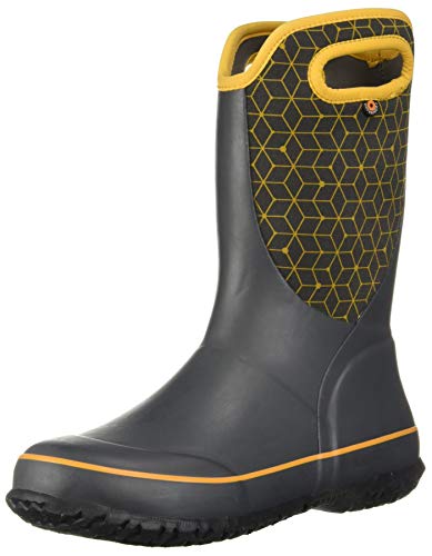 BOGS Kid's Slushie Waterproof Rubber Boys and Girls Snow Boot, Web Geo Print-Dark Gray, 8 M US Toddler