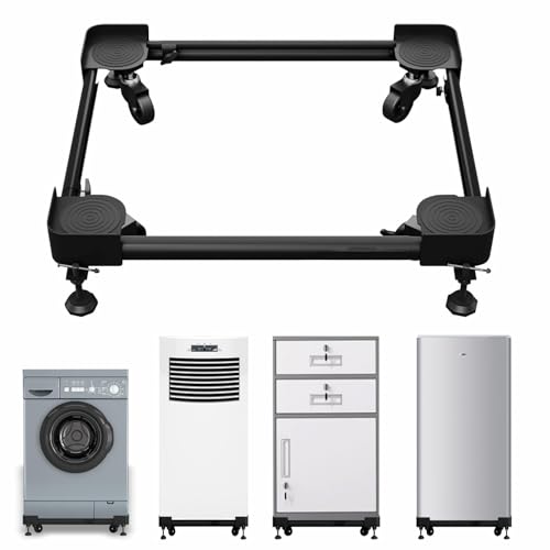 Image of JD Fresh Adjustable Washing Machine Stand with Wheels /Metal Trolley for All Semi,Front or Top Load Washing Machine,Refrigerator & Dishwasher /Anti-Vibration Grips&360 Rotating Wheels (170 kg Capacity)