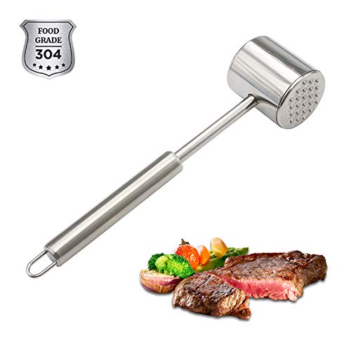 Meat tenderizer,304 stainless Steel meat mallet for tenderizing steak,beef, chicken, lamb and minced meat -Dishwasher safe.