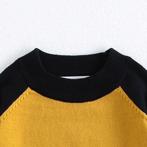 Girls Contrasting Sweaters Long Sleeve Knit Sweater Round Neck Pullover Lightweight Fall Winter Tops4