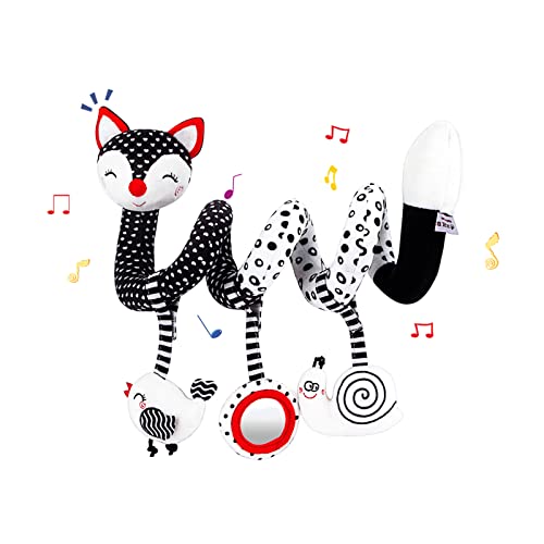 Image of Oarifun Spiral Plush Toys for Baby, Black White Stroller Toy Stretch & Spiral Activity Toy Car Seat Toys, High Contrast Toys, Hanging Baby Stroller Toy Girl Newborn Toys Mobile Toy for Kids