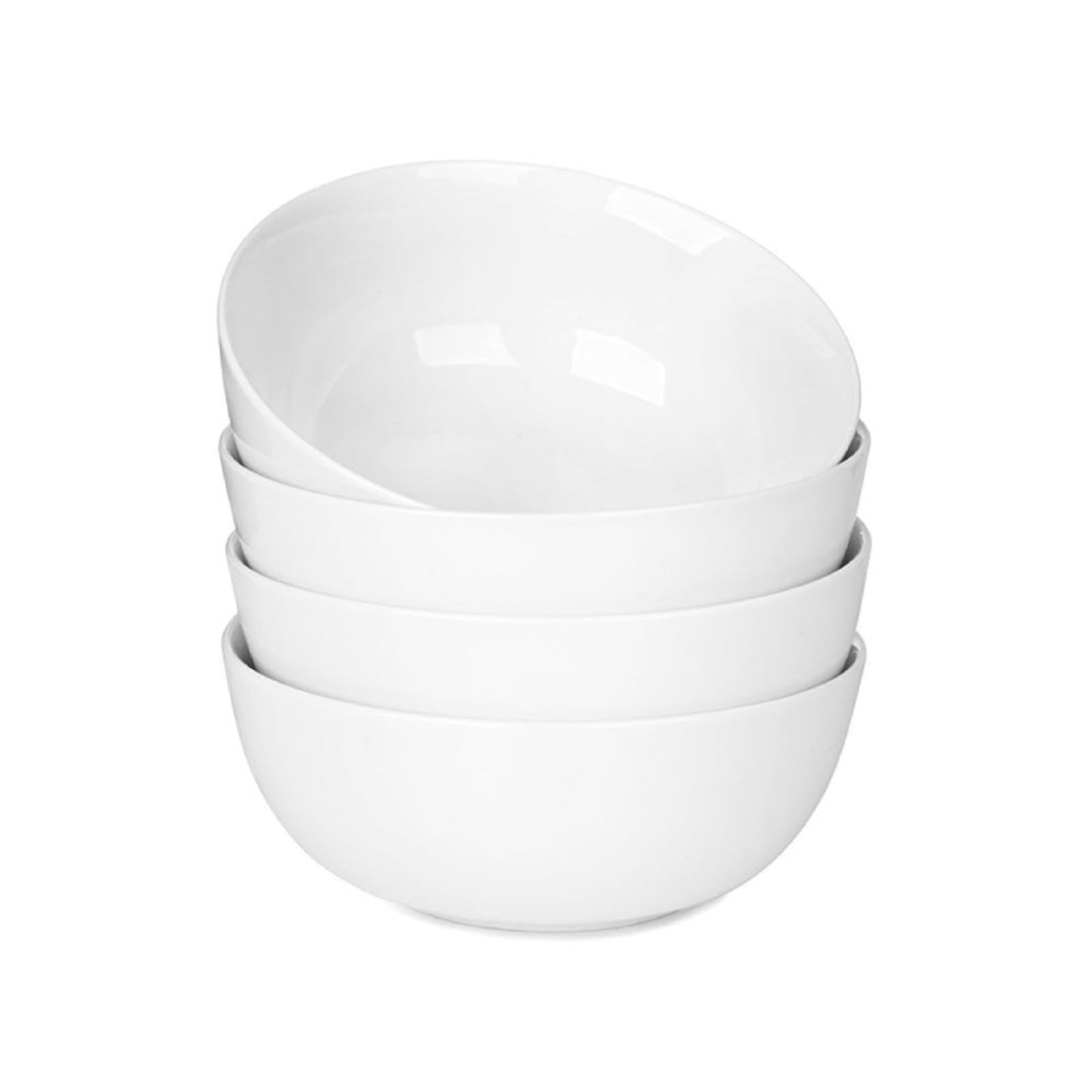 Cereal Bowls Set of 4, Ceramic Soup Bowls 600 ml / 20 oz, Breakfast Bowls ∅15 cm / 6 inch, White Bowls for Dessert, Oatmeal, Pasta, Noodle, Salad, Rice, Microwave & Dishwasher Safe