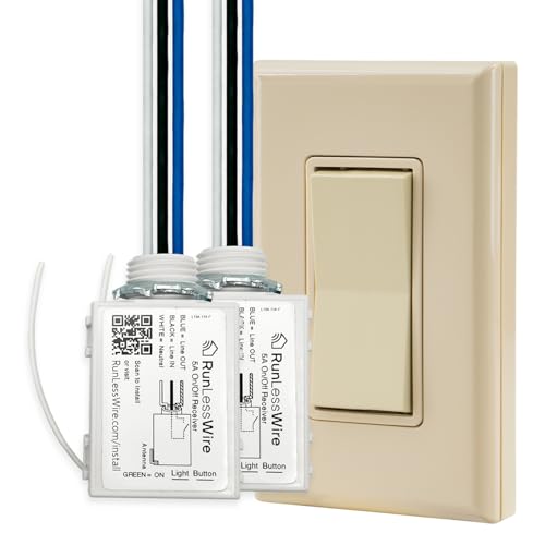 Image of RunLessWire 2 Fixture Battery-Free Wireless Light Switch Kit - Light Almond