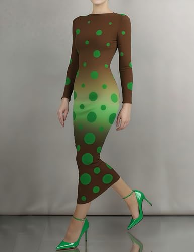 stylewe Elegant Long Sleeve Bodycon Maxi Dress Slim Fit Printed Dresses Going Out Outfits for Women2