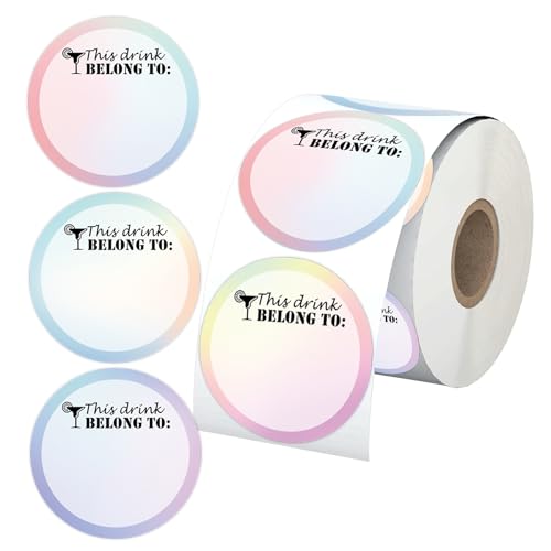 Drink Markers This Drink Belongs to Stickers Round Shaped Blank Drink Labels Cup Labels for Drink Party, Wedding, Bridal Shower, Birthday Party Supplies,Cup Marker Sticker (2 inch)