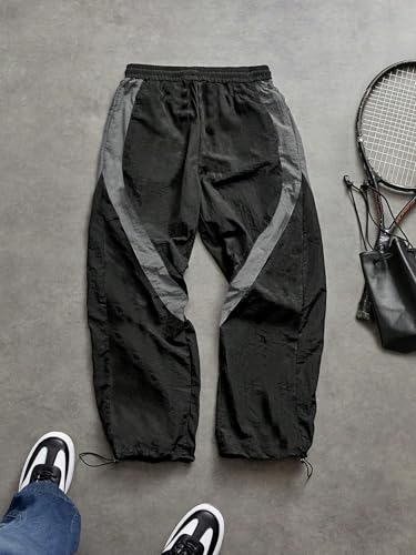 ZAFUL Men's Parachute Pants Baggy Color Block Y2k Drawstring Dance Track Trousers Seatpant2