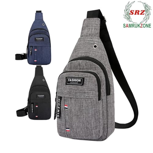 Image of SAMRUKZONE SRZ Crossbody Sling Bag for Men, Women, Water Resistant, Oxford Material, 4 Pockets, Earphone Hole