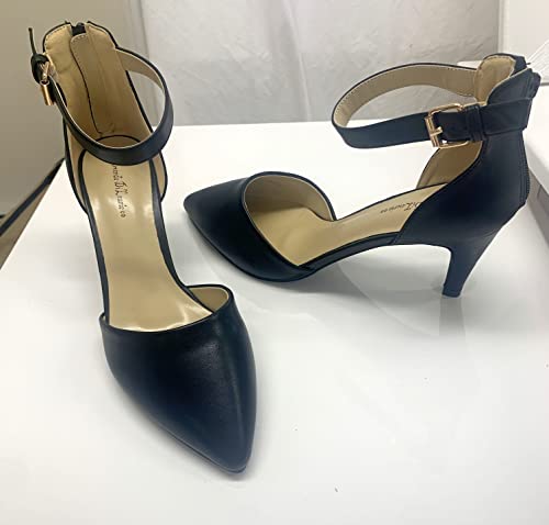 Women’s Pointed Toe Low Mid Heel Closed Ankle Strap Sandal Dress Wedding Shoes Medium Wide Widths2