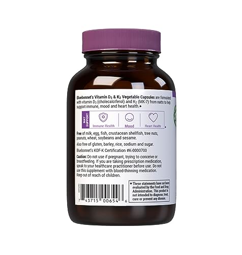 Bluebonnet 654 Nutrition Vitamin D3 & K2, Soy-Free thumb #2