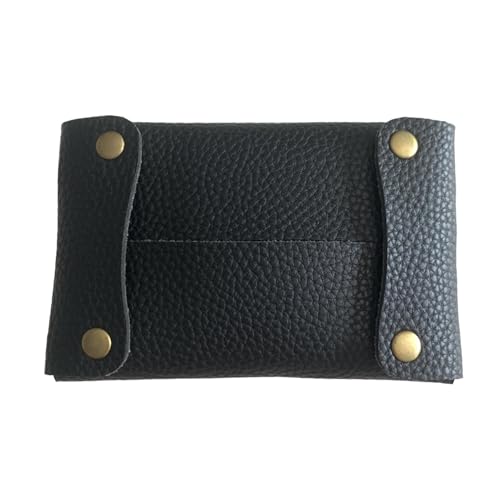 Soporte para pañuelos – Bolsa de viaje para pañuelos, funda de piel sintética de papel, funda reutilizable para pañuelos, tamaño de bolsillo, bolsa higiénica para baño, artículos pequeños (negro,