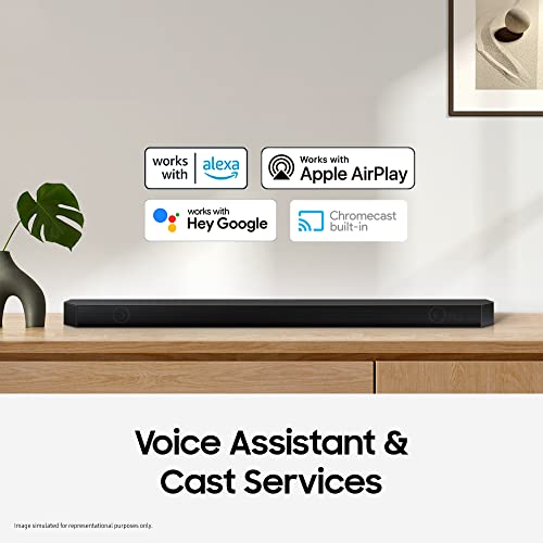 Image of Samsung Q-Symphony soundbar (HW-Q700B) with 3 Channels, 1 subwoofer Channel, and 2 up-Firing Channels, Dolby True HD with Google & Alexa Smart Speaker (Black)