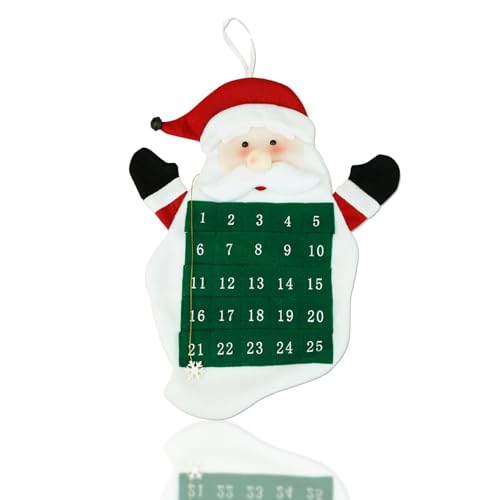 Image of Christmas Advent Calendar Hanging, Felt Santa Claus Countdown Calendar, Reusable Countdown Xmas Calendars with Felt Fabric for 2025 Xmas Decorations Gifts