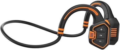 LEONYS Bluetooth Headphones, Wireless Earbuds Bone Conduction Headphone for Running, Bicycling, Training, Gym, IPX68 Waterproof, Bluetooth Open Ear Wireless HiFi Stereo Earphone with Mic (Color : Ora