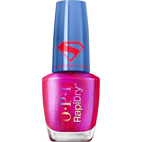 OPI RapiDry Solar Crush | Opaque Bright Hot Pink Shimmer Chip Resistant Nail Polish x Supergirl Collection