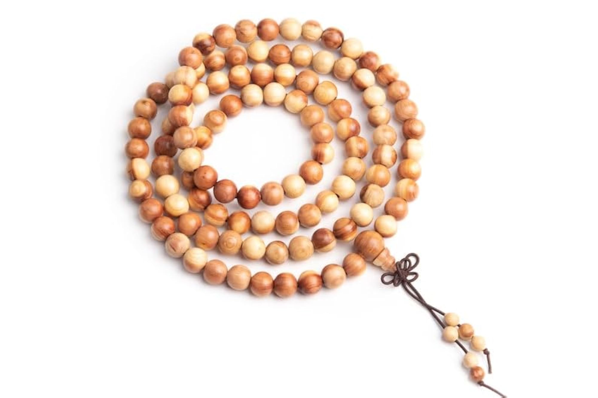 Natural Cedar Wood Beaded Prayer Mala Necklace