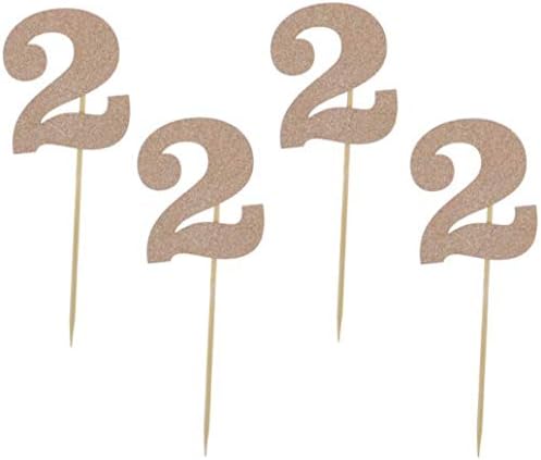 Glitter Rose Gold 2nd Birthday Party Cupcake Toppers. 24 Pack Number" 2" Cupcake Toppers