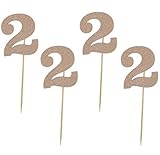 Glitter Rose Gold 2nd Birthday Party Cupcake Toppers. 24 Pack Number" 2" Cupcake Toppers