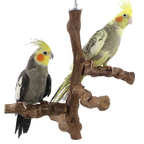 Natural Wood Bird Perches Parrot Perch Grapevine Birdcage Stands for Parakeets Cockatiels, Conures, Macaws, Lovebirds, Finches