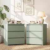 FOTOSOK Nightstands Set of 2, Nightstand with 3 Drawers for Bedroom