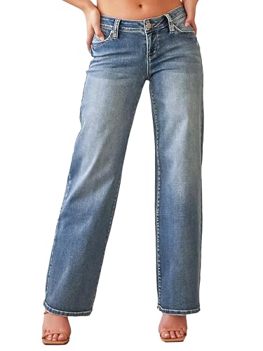 YMI Women’s Wannabettabutt Low Rise Wide Leg Jeans