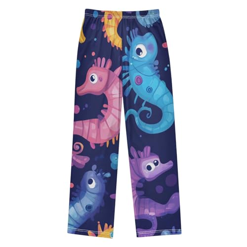 ZZXXB Colorful Seahorse Boys Long Pants Soft Trousers Elastic Waist Kids Lounge Bottoms with Pockets S-XL2