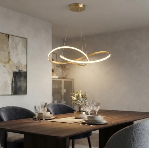 Image of Groeien 3-Color Gold Finish Infinity Loop Pendant Hanging Ceiling Lamp Fixture | Chandelier for Home, Indoor, Outdoor,Living Room, Bedroom(Infinity Loop Hanging, 1)