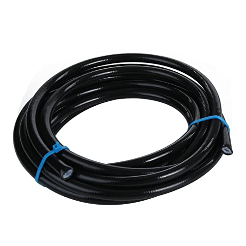 Ac Performance -3 An Teflon Ptfe Hose Stainless Steel Braided Black Pvc Coated Cover Brake Hose For Brake, Power Steering, Nitrous, Fuel And Hydraulic (10 Feet, An3, 1/8" Id) #TOP8
