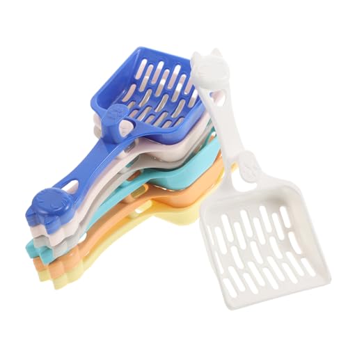 VICASKY 7Pcs Long Handle Plastic Cat Litter Scoop Ergonomic Design with Teeth Lightweight Pet Waste Shovels for Efficient Litter Box Cleaning and