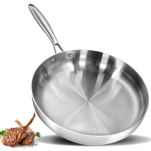 VALESKA 12-Inch Tri-Ply Stainless Steel Frying Pan