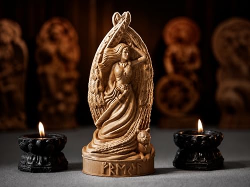 Estatua Freya Decoración Nórdica Escultura de Madera miniatura 6