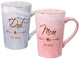 Mugpie Dad and Mom Couple Mugs - New Parents Gifts First Time Pregnancy Gifts EST 2021 Dad and Mom C