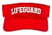 Lifeguard Visor Sports Sun Visor with Embroidered Lifeguard One size fits all with adjustable velcro strap 100% cotton (Red)