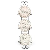 Dicksons We Open Our Home Ceramic Mini Wall Plates with Metal Display Rack, Set of 3