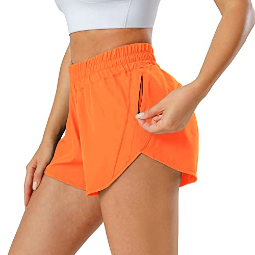 Image of Aurefin Athletic Shorts for Women,Women's Quick Dry Workout Sports Active Running Track Shorts with Elastic and Zip Pockets