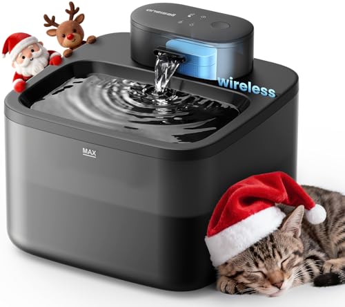 oneisall Wireless Cat Water Fountain: 74oz/2.2L Cordless Pet Water Fountains, 4000mAh Battery Operated Ultra-Quiet Integrated SilentFlow™ Pump for Cats Indoor, Automatic Cat Water Dispenser, BPA-Free