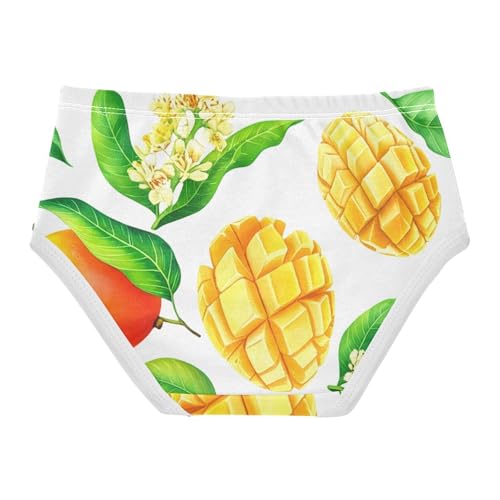 Watercolor Yellow Mango Fruits White Toddler Underwear Floral 2t Cotton Girl Panties Cute Fun Print Briefs Kids Undies2