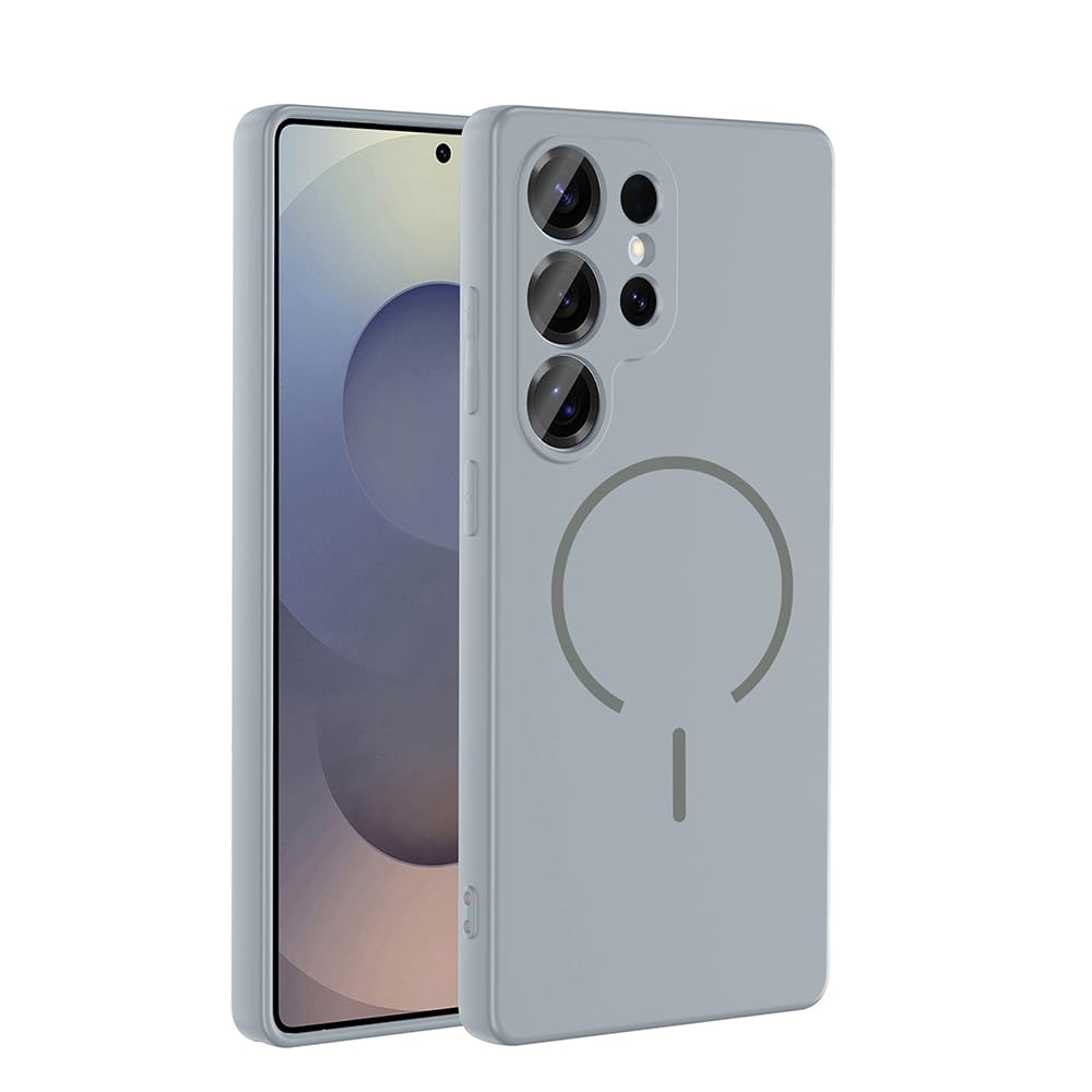 Zore Galaxy ile uyumlu S24 Ulta Kılıf M-safe Şarj Özellikli Zore Meta Kapak Titanyum-Gri
