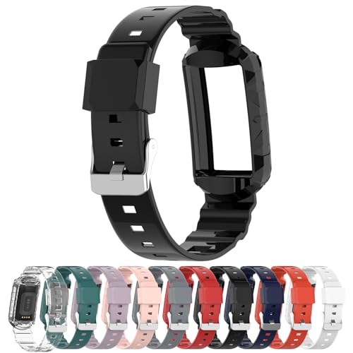 LOKEKE Compatible with Fitbit Charge 6 Replacement Band - Replacement TPU Wrist Watch Band Strap Compatible with Fitbit Charge 6/5/4/3(TPU Black)