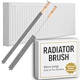 Radiator Brush with Wooden Handle | Pack of 2 Radiator Cleaner Brush with Hanging Hook Loop | Multi-Purpose, Flexible, Thin, 65CM Long | Efficient and Easy Cleaning of Home and Office (Black)