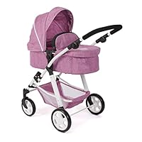 Bayer Chic 2000 - Poppenwagen Nele, 2-in-1 combipoppenwagen voor kinderen van 4 tot 8 jaar, beertjes, roze, 50 cm