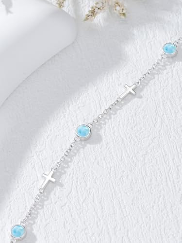 Image of Dorunmo Ankle Bracelet for Women 925 Sterling Silver Natural Stone Bracelet Anklet Summer Beach Jewelry Birthday Gifts for Mom