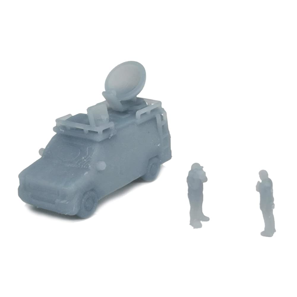 Outland Models Railroad Scenery News Broadcast Van w Figures 1:220 Z Scale